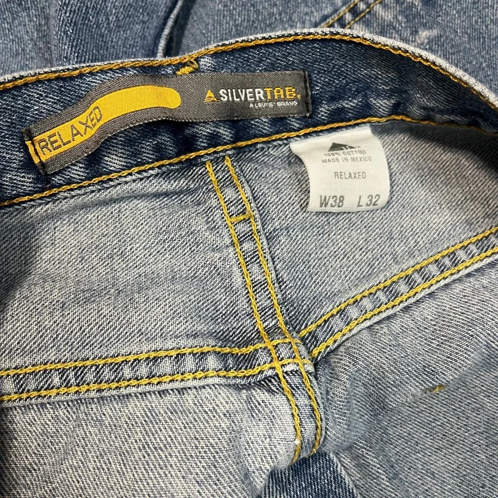 Levis SilverTab Relaxed Fit Jeans Mens 38x32 Light Wash Y2K Baggy Denim Wide Leg